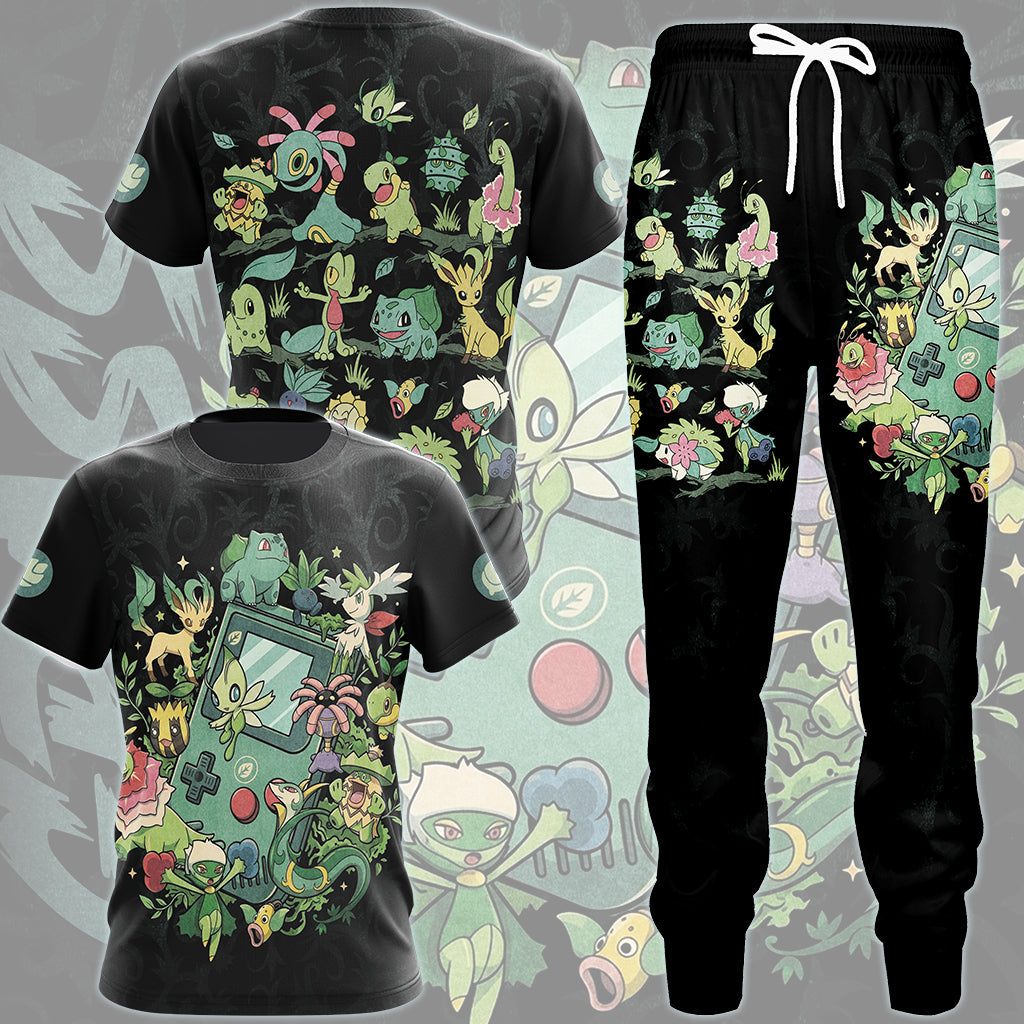 Pokemon Grass Type Club Video Game All Over Printed T-shirt Tank Top Zip Hoodie Pullover Hoodie Hawaiian Shirt Beach Shorts Joggers
