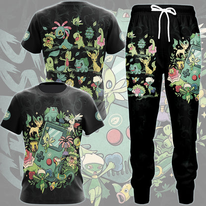 Pokemon Grass Type Club Video Game All Over Printed T-shirt Tank Top Zip Hoodie Pullover Hoodie Hawaiian Shirt Beach Shorts Joggers