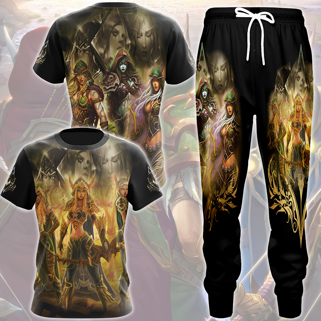World Of Warcraft The Windrunner Sisters (Alleria, Sylvanas, Vereesa) Video Game All Over Printed T-shirt Tank Top Zip Hoodie Pullover Hoodie Hawaiian Shirt Beach Shorts Joggers