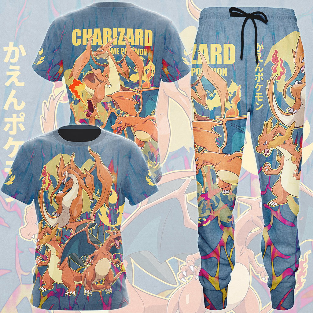 Pokemon Charizard Video Game All Over Printed T-shirt Tank Top Zip Hoodie Pullover Hoodie Hawaiian Shirt Beach Shorts Joggers