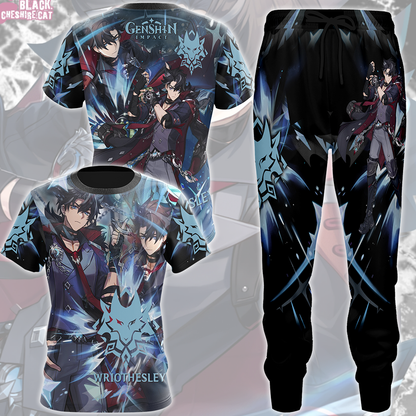 Genshin Impact Wriothesley Video Game All Over Printed T-shirt Tank Top Zip Hoodie Pullover Hoodie Hawaiian Shirt Beach Shorts Joggers