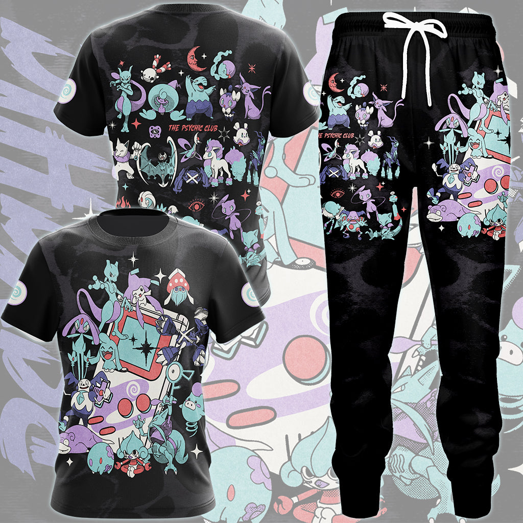Pokemon Psychic Type Club Video Game All Over Printed T-shirt Tank Top Zip Hoodie Pullover Hoodie Hawaiian Shirt Beach Shorts Joggers