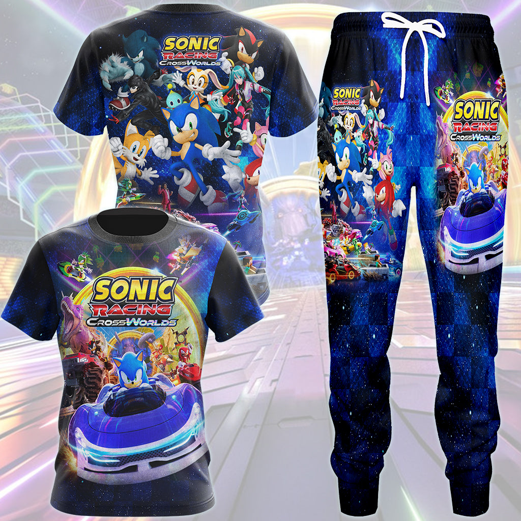 Sonic Racing: CrossWorlds Video Game All Over Printed T-shirt Tank Top Zip Hoodie Pullover Hoodie Hawaiian Shirt Beach Shorts Joggers