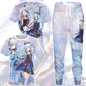 Genshin Impact Ayaka Video Game All Over Printed T-shirt Tank Top Zip Hoodie Pullover Hoodie Hawaiian Shirt Beach Shorts Joggers   