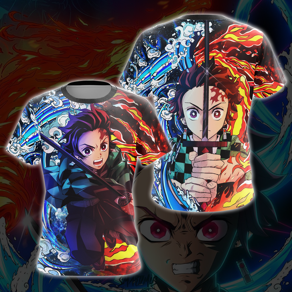 Tanjiro Sun and Water Breathing Techniques Demon Slayer All Over Print T-shirt Zip Hoodie Pullover Hoodie T-shirt