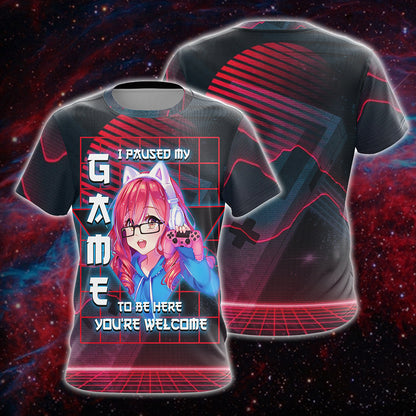 I Paused My Game To Be Here Unisex 3D T-shirt Zip Hoodie T-shirt