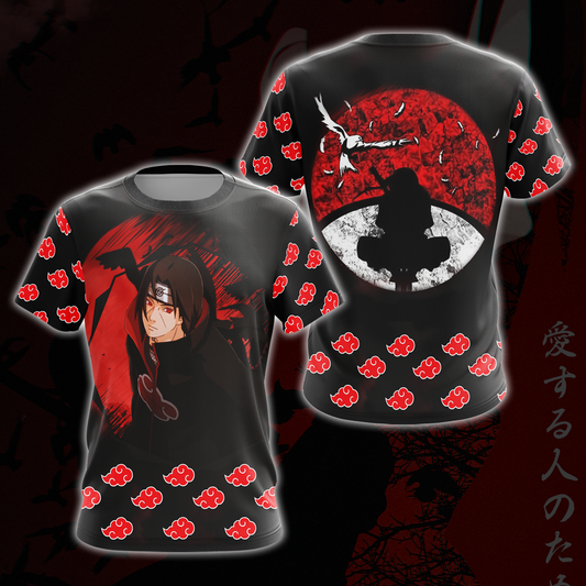 Akatsuki Itachi Naruto All Over Print T-shirt Zip Hoodie Pullover Hoodie T-shirt