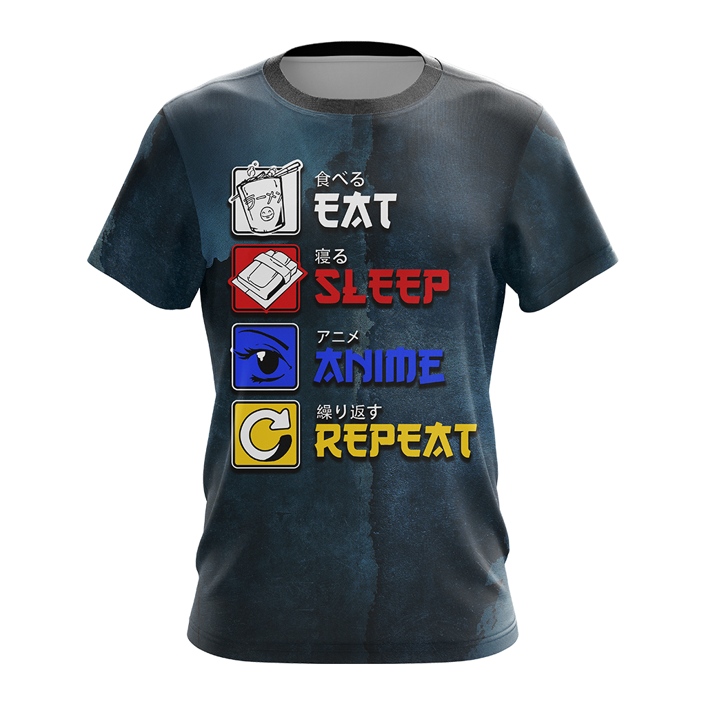 Eat Sleep Anime Repeat Unisex 3D T-shirt