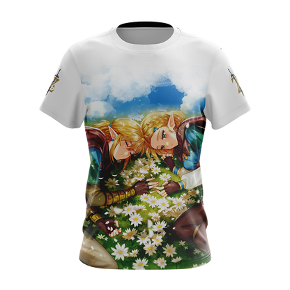 Link and Zelda The Legend of Zelda All Over Print T-shirt Tank Top Zip Hoodie Pullover Hoodie
