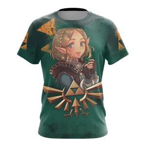 Princess Zelda The Legend of Zelda All Over Print T-shirt Zip Hoodie Pullover Hoodie   