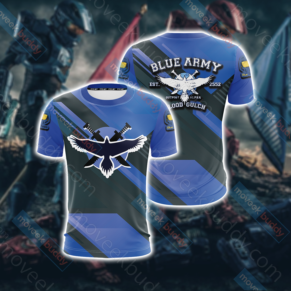 Halo - Blue Team New Unisex 3D T-shirt   