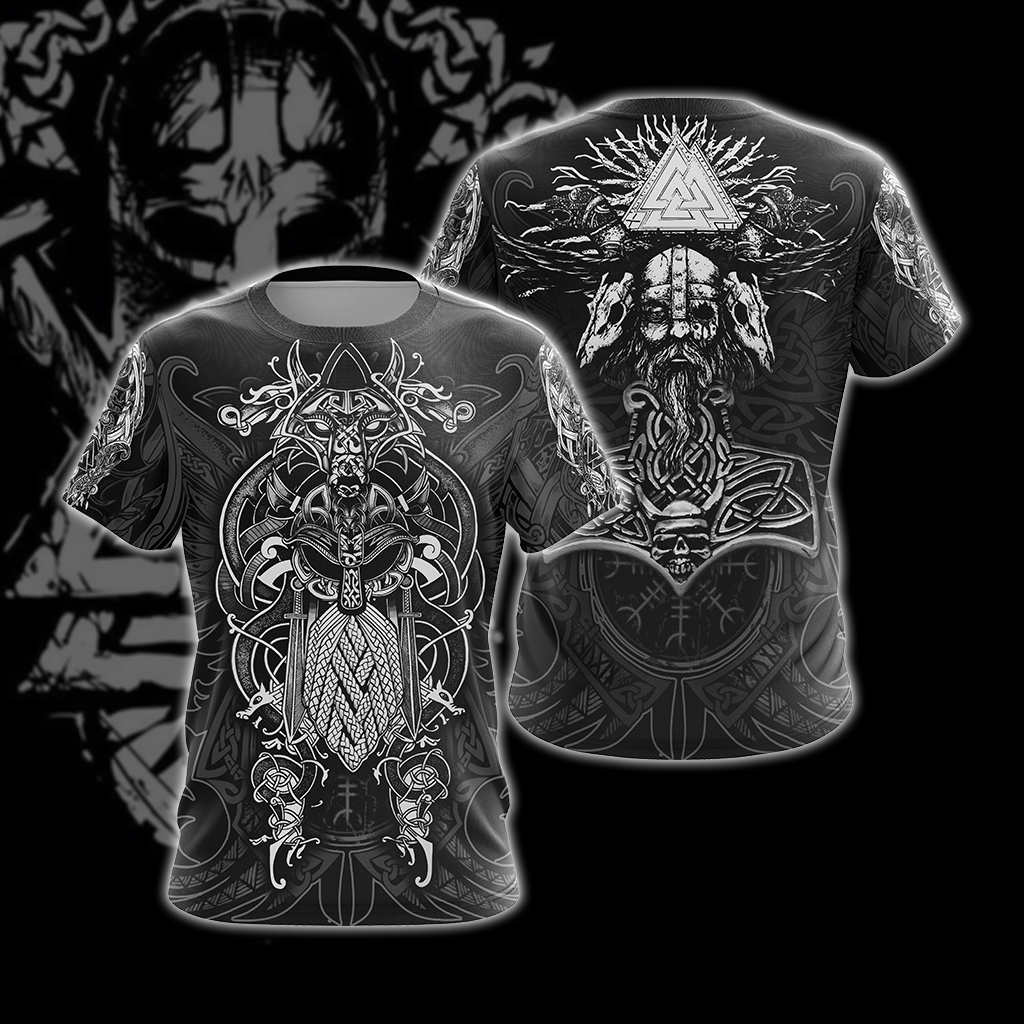 Viking Pattern Unisex 3D T-shirt Zip Hoodie Pullover Hoodie T-shirt