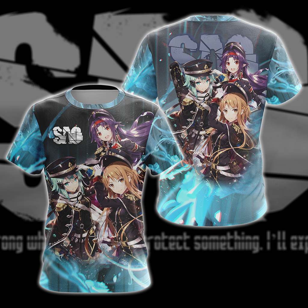 Asuna Sinon Yuuki Military Sword Art Online All Over Print T-shirt Zip Hoodie Pullover Hoodie T-shirt