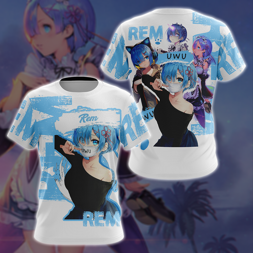 Rem Re:Zero All Over Print T-shirt Zip Hoodie Pullover Hoodie T-shirt