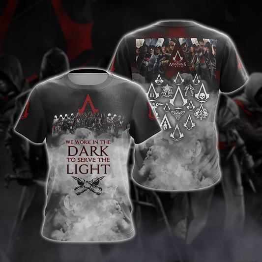 Assassin's Creed All Games Logos - We work in the dark to serve the light Unisex 3D T-shirt Zip Hoodie Pullover Hoodie T-shirt