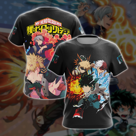 Boku No Hero Acamedia - Midoriya Izuku + Bakugo Katsuki +Todoroki Shouto  Unisex 3D T-shirt   