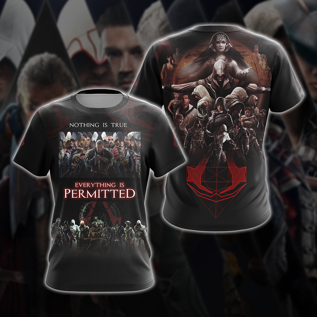 Nothing is True - Everything is Permitted Assassin's Creed All Over Print T-shirt Zip Hoodie Pullover Hoodie T-shirt