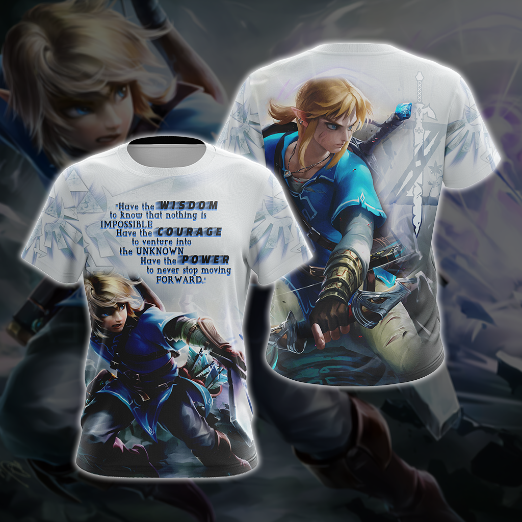 The Legend Of Zelda Link WISDOM COURAGE POWER T-shirt Zip Hoodie Pullover Hoodie T-shirt