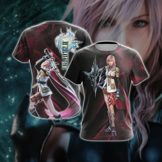Final Fantasy XIII - Lightning Unisex 3D T-shirt Zip Hoodie T-shirt