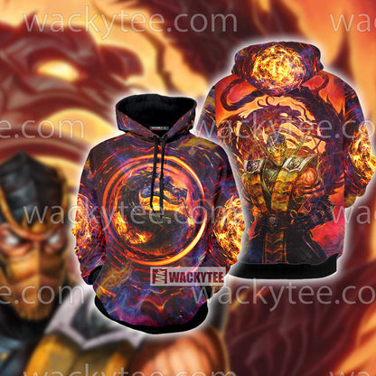 Mortal Kombat Scorpion Cosplay Unisex 3D T-shirt Hoodie