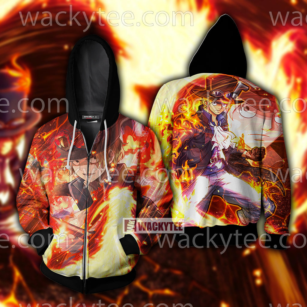 One Piece Sabo 3D T-shirt Zip Hoodie