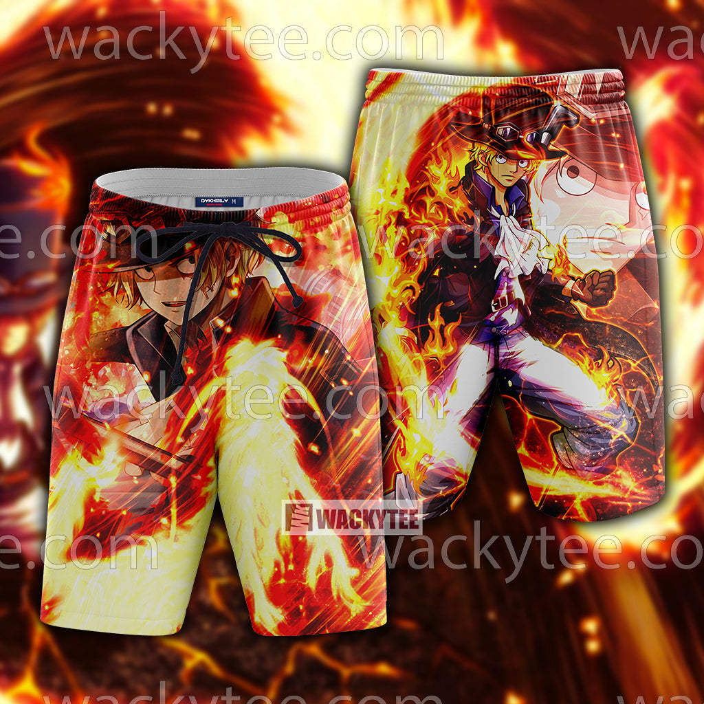 One Piece Sabo 3D T-shirt Beach Shorts