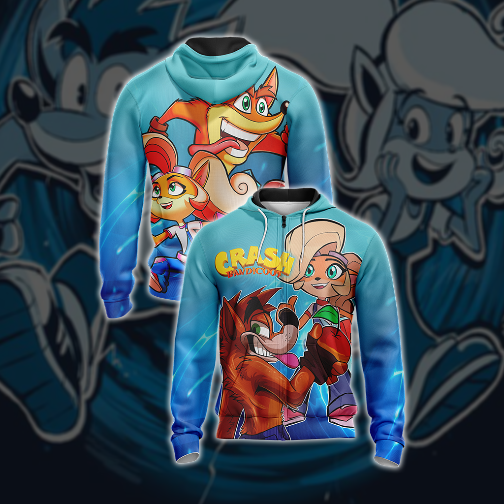 Crash Bandicoot - Crash and Coco Video Game T-shirt Zip Hoodie