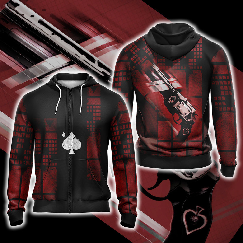 Destiny 2 - Ace Of Spades Unisex Zip Up Hoodie T-Shirt Pullover Hoodie Zip Hoodie