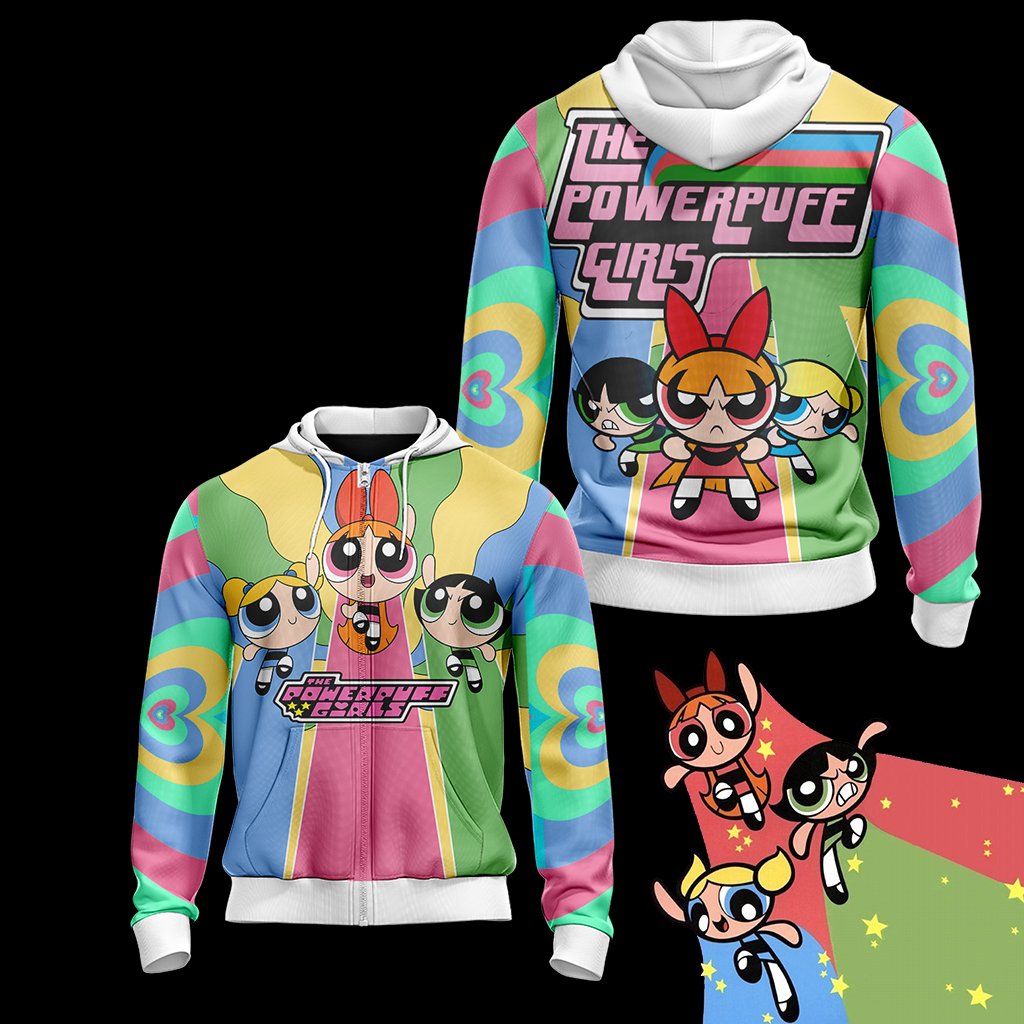 The Powerpuff Girls New Style Unisex 3D T-shirt Zip Hoodie