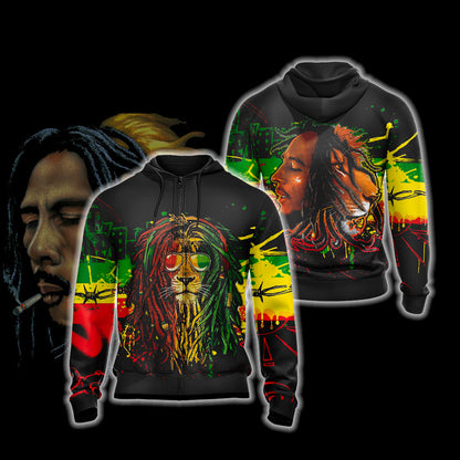 Bob Marley x Lion Unisex 3D T-shirt Zip Hoodie