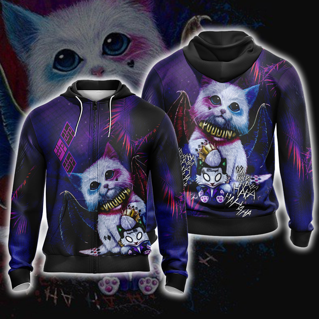 Harley Quinn Cute Cat Unisex 3D T-shirt Zip Hoodie Zip Hoodie