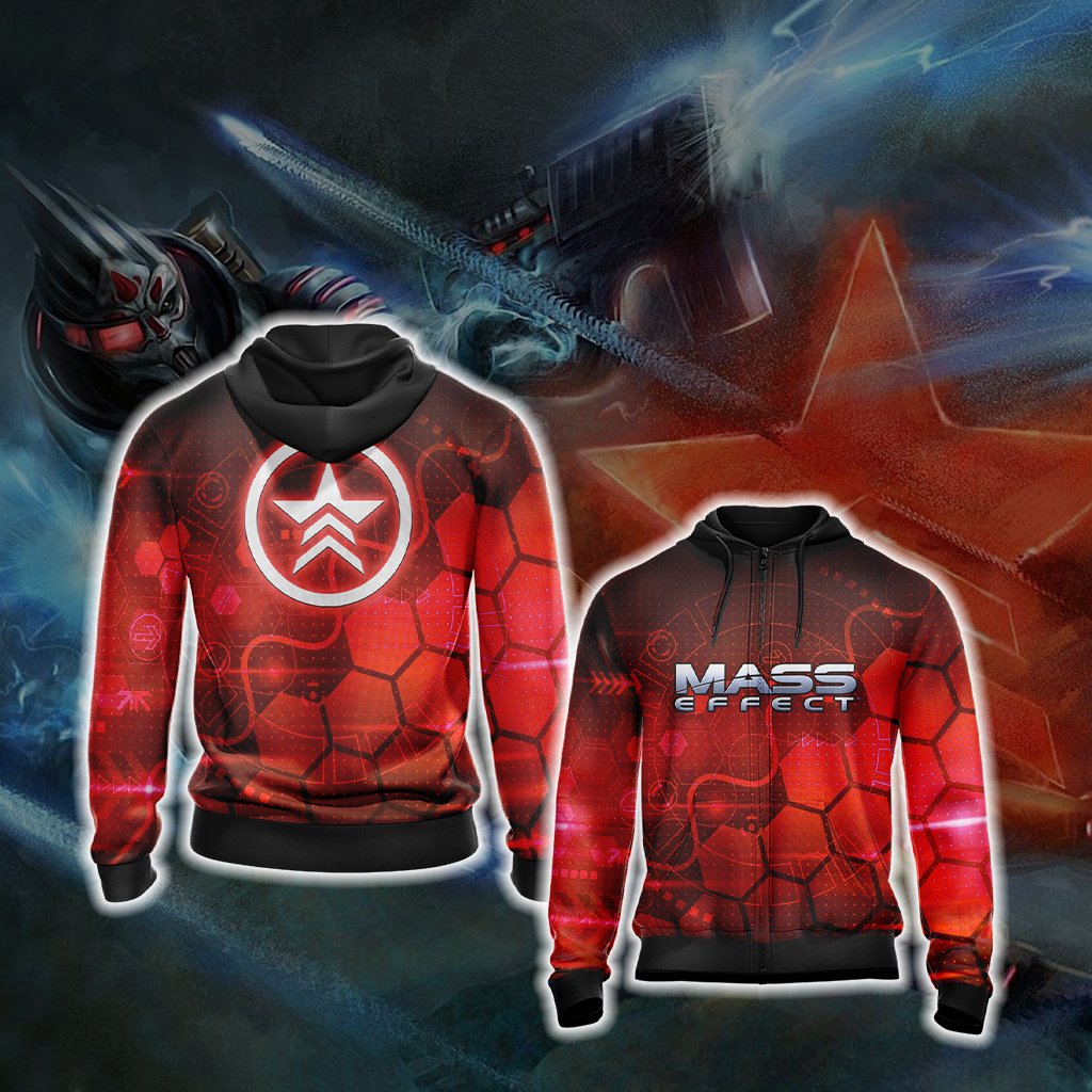 Mass Effect - Renegade Unisex 3D T-shirt Zip Hoodie