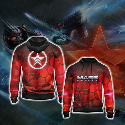 Mass Effect - Renegade Unisex 3D T-shirt Zip Hoodie