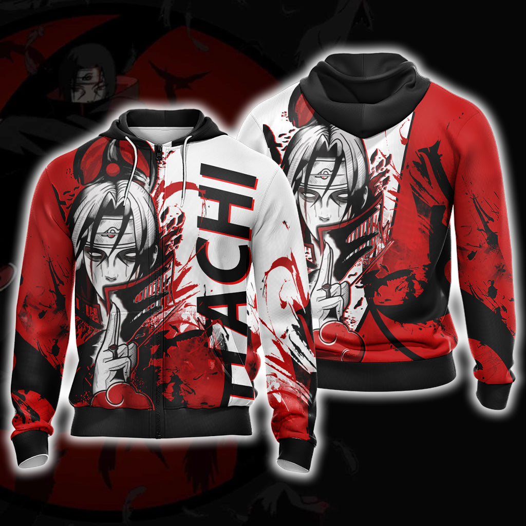 Naruto - Itachi Uchiha and his Mangekyou Sharingan Unisex 3D T-shirt Zip Hoodie