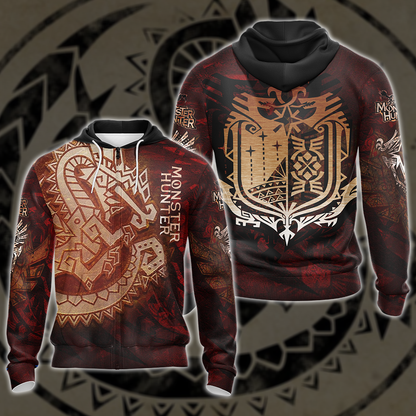 Monster Hunter All Over Print T-shirt Tank Top Zip Hoodie Pullover Hoodie Hawaiian Shirt Zip Hoodie