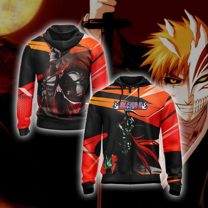 Bleach - Ichigo and Hollow Ichigo Unisex 3D T-shirt Zip Hoodie