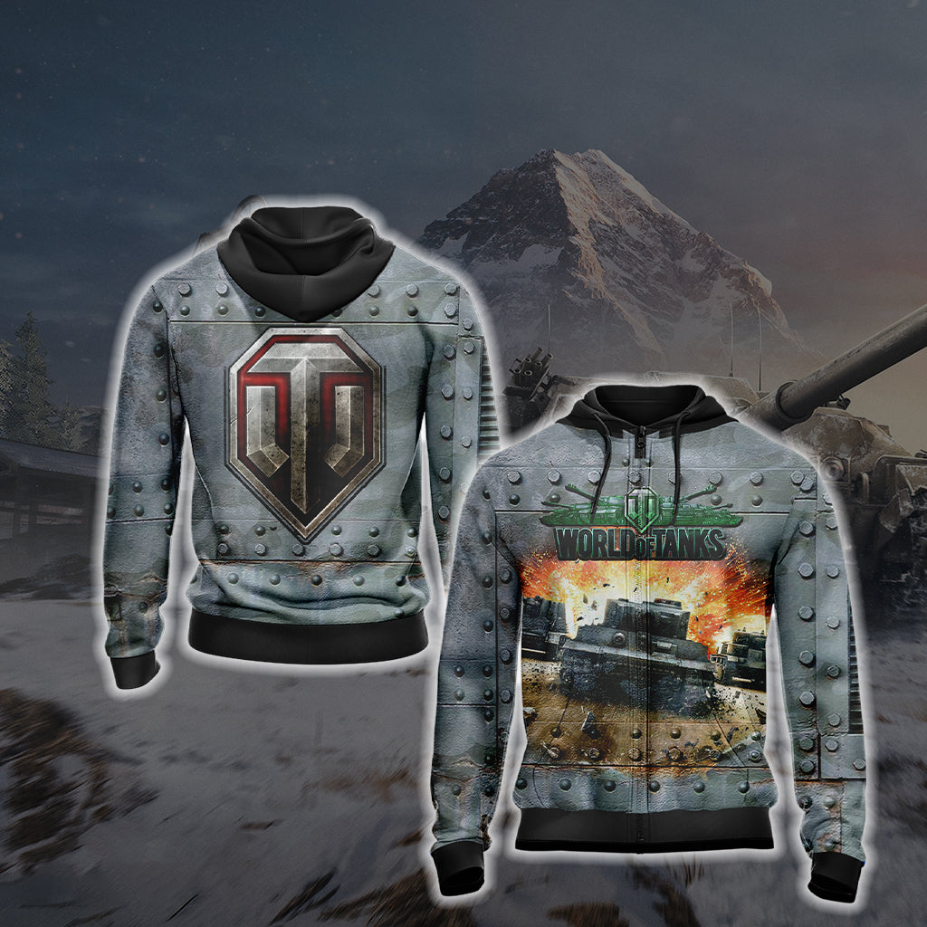 World of Tanks New Unisex 3D T-shirt Zip Hoodie XS 