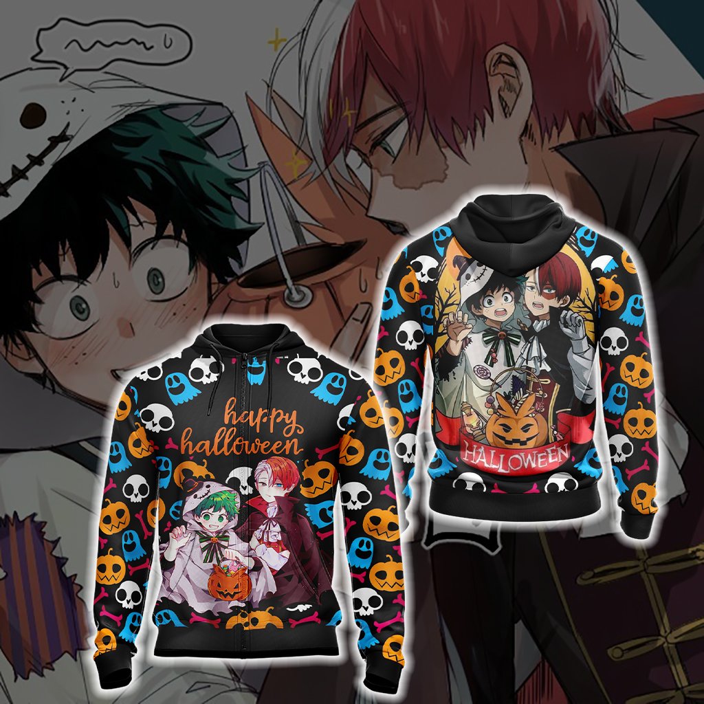 My Hero Academia - Deku and Todoroki Halloween Unisex 3D T-shirt Zip Hoodie