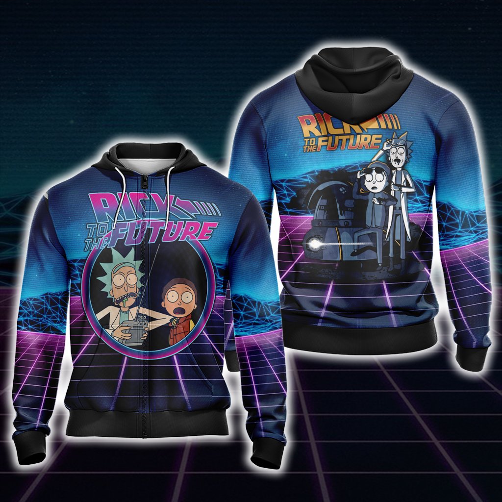Back To The Future x Rick and Morty Unisex 3D T-shirt Zip Hoodie