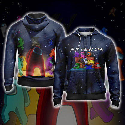 Among us - Friends 3D T-shirt Zip Hoodie