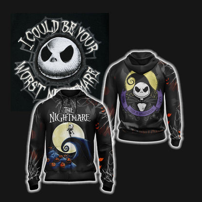 Nightmare Before Christmas - Jack Skellington Unisex 3D T-shirt Zip Hoodie