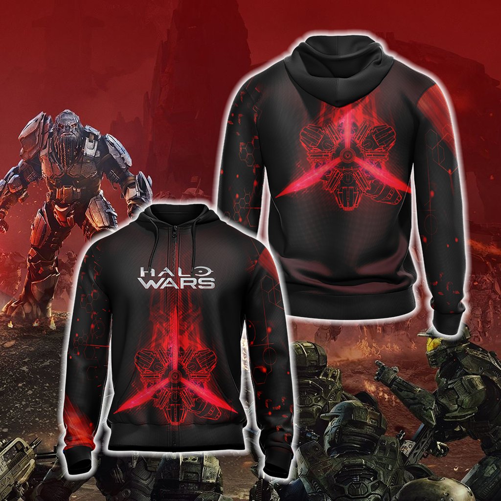 Halo Wars 2 Banished Logo Unisex 3D T-shirt Zip Hoodie