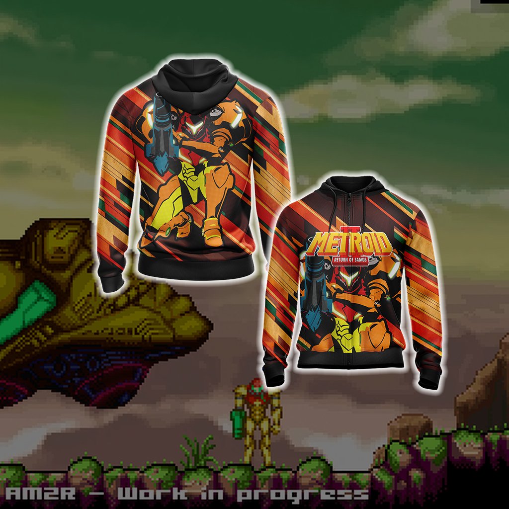 Metroid 2 - Samus Unisex 3D T-shirt Zip Hoodie