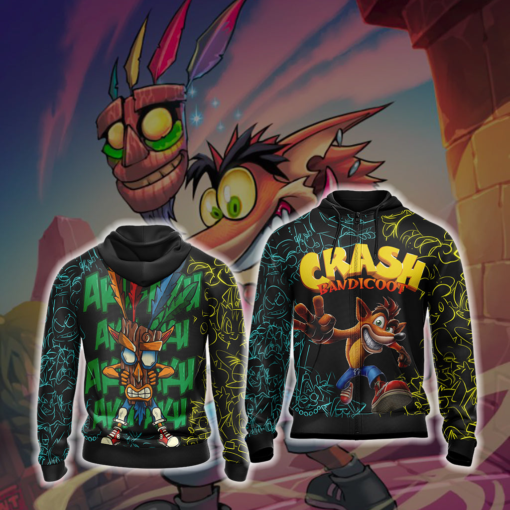 Crash Bandicoot New Unisex 3D T-shirt Zip Hoodie