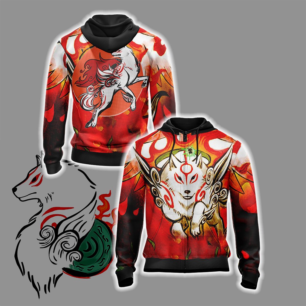 Okami Unisex 3D T-shirt Zip Hoodie