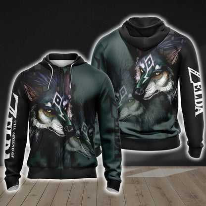 The Legend Of Zelda Link Wolf Unisex 3D T-shirt Zip Hoodie