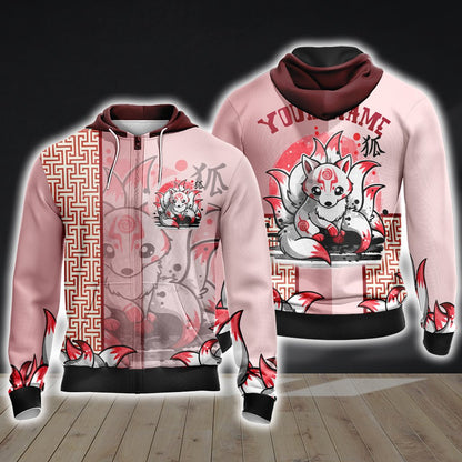 Ninetail fox Spirit-Customized Unisex 3D T-shirt Zip Hoodie