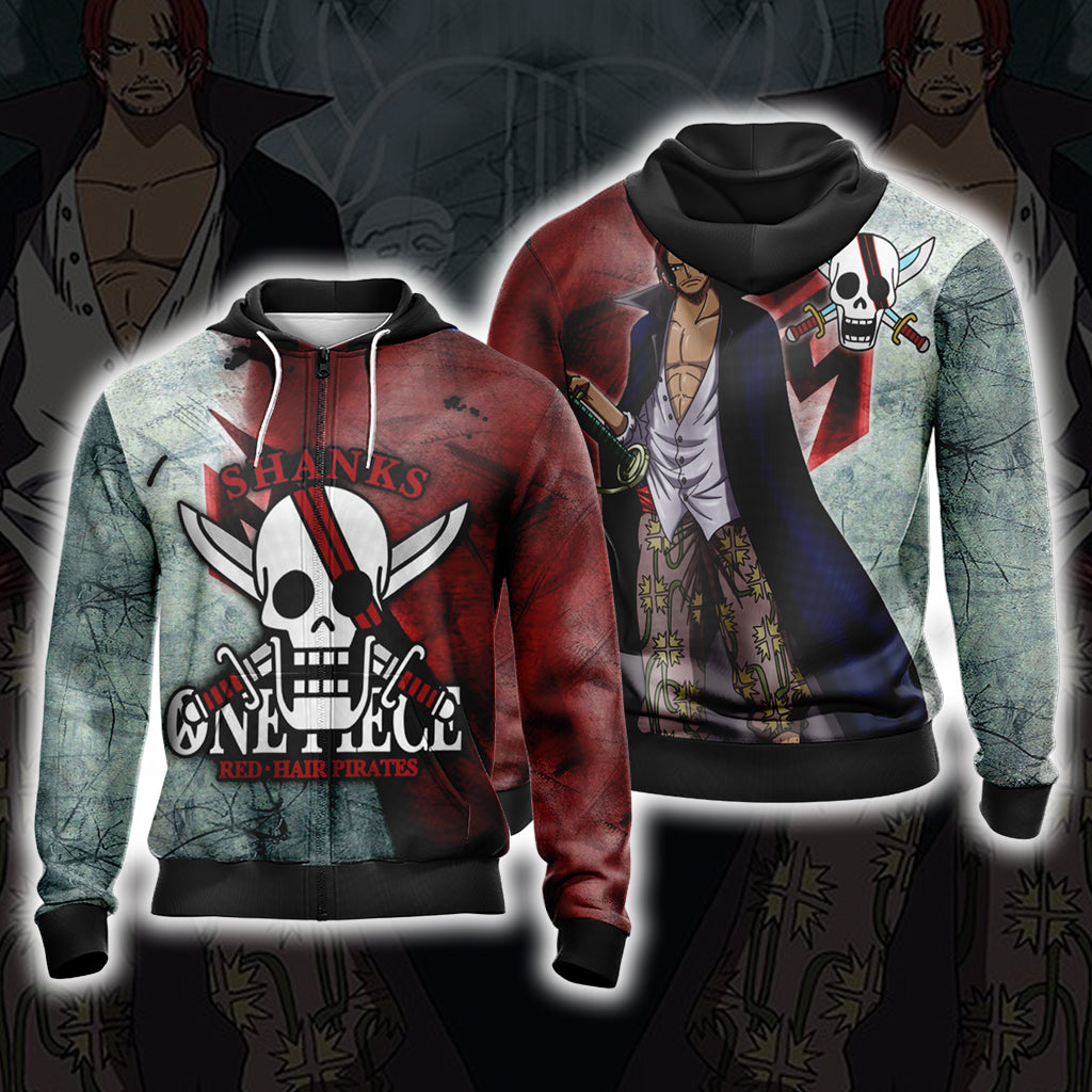 One Piece - Shanks Unisex 3D T-shirt Zip Hoodie