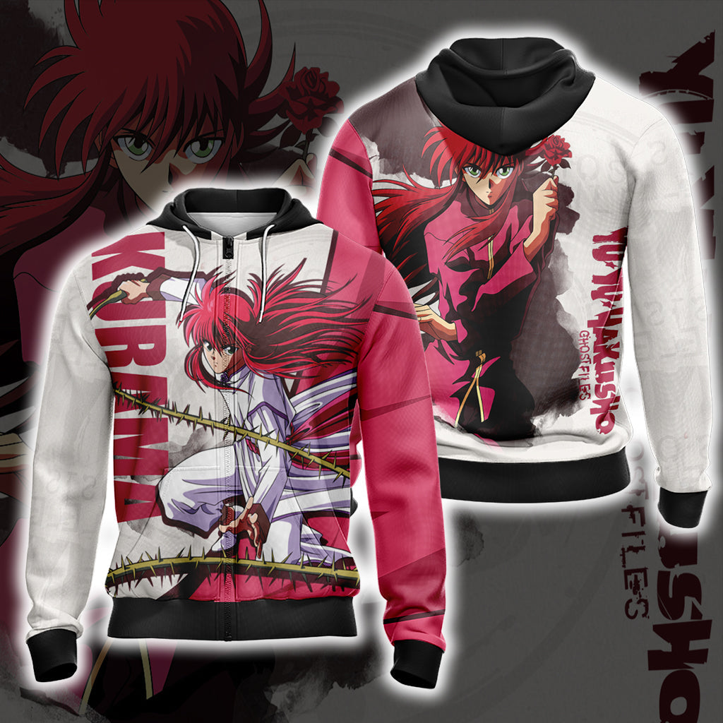 Yu Yu Hakusho Kurama Unisex 3D T-shirt Zip Hoodie