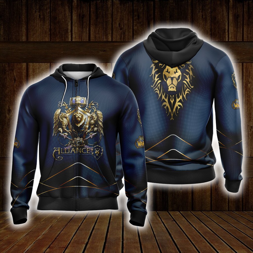 World Of Warcraft - Alliance races crest Unisex 3D T-shirt Zip Hoodie